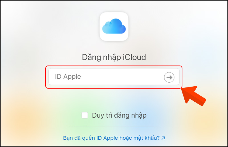 Đăng nhập trang web iCloud